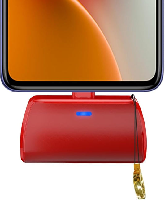 WAVYPO Keychain Portable Charger 2500mAh, USB-C Cell Phone Portable Power Bank, Compatible for iPhone 16/15/15 plus/15 pro/15 pro Max/Android/Samsung/Moto/LG (Red)