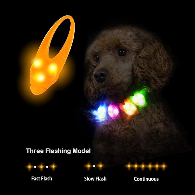 LaRoo Dog Lights for Night Walking - Led Dog Collar Lights for Nighttime, Clip On Light up Dog Collar Walking Flashlight（Orange）