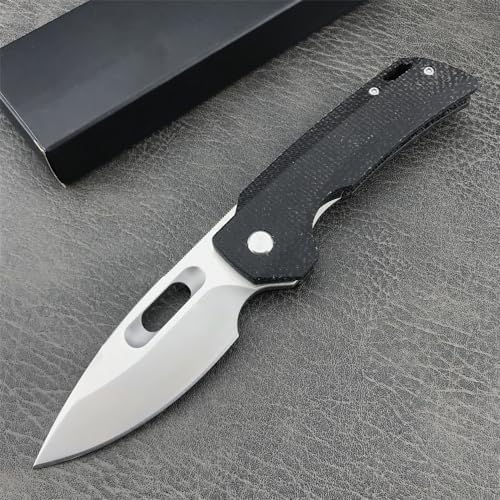 Generic GC002 Pocket Folding Knife, 7.0in 8Cr13Mov Blade Flax Handle Utiltiy Knife with Carry Belt Clip for Camping Hikking, Edc Assisted Opening Knife for Man Woman (Black)