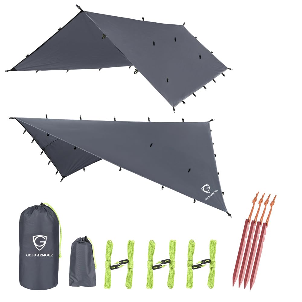 Gold Armour Rainfly Tarp Hammock, Premium 20ft x 14.3ft Rain Fly Cover, Waterproof Ultralight