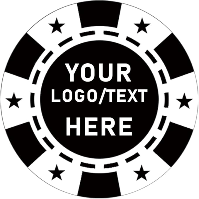 100 Custom Plastic Poker Chips, Print with Personalized Text, for Texas Hold'em Poker, Card Club or Late Night Poker Games