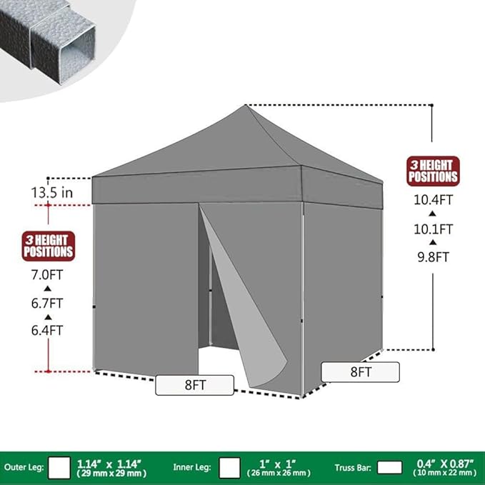 Eurmax USA 8'x8' Pop-up Canopy Tent Commercial Instant Canopies with 4 Removable Zipper End Side Walls and Roller Bag, Bonus 4 SandBags(Navy Blue)