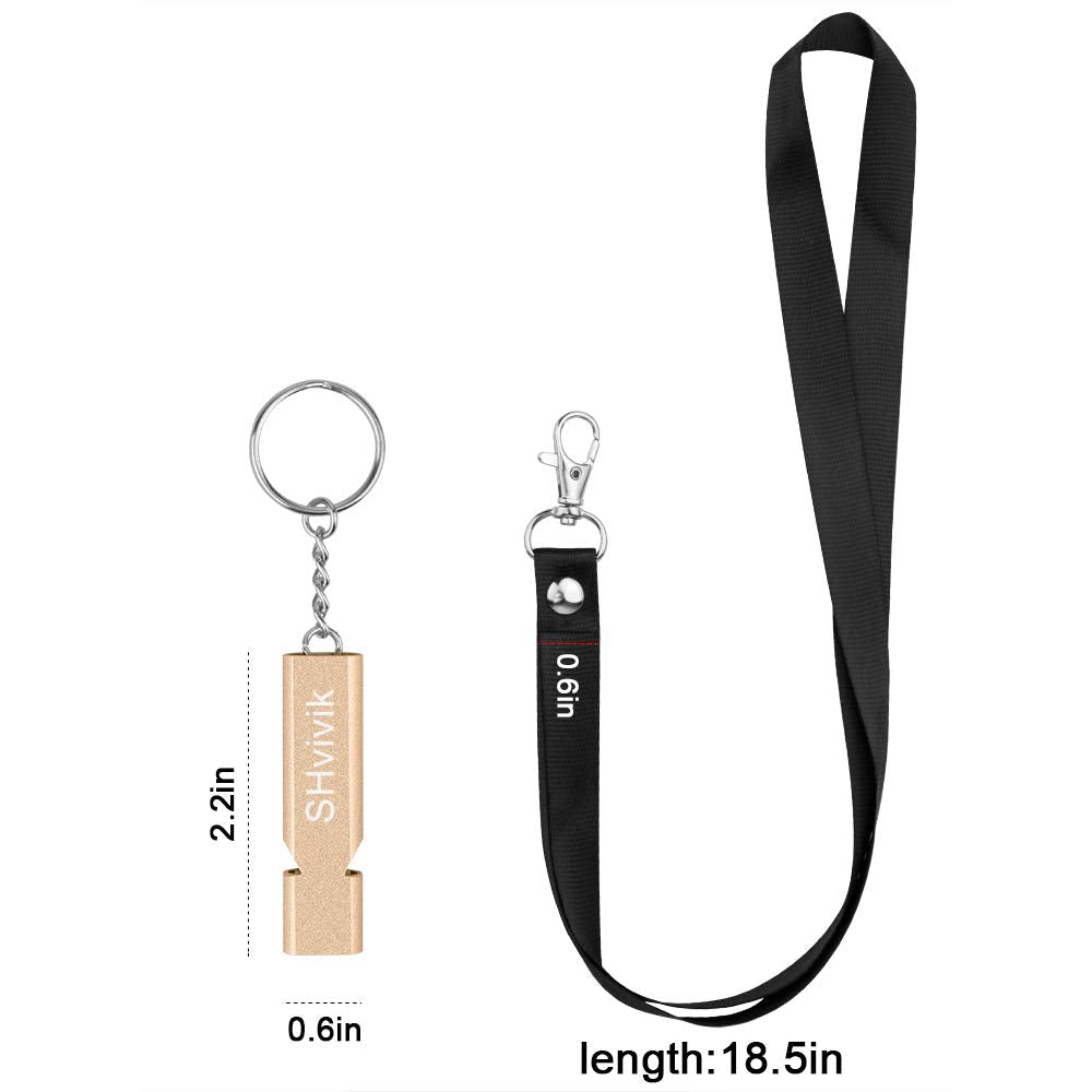 SHvivik Emergency Whistle, 2PCS Premium Safety Survival Whistles with Lanyard Keychain, High Pitch