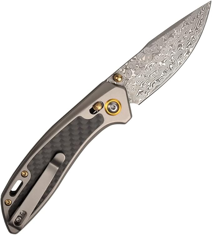 VG10 Sandwich Damascus Blade folding knife,Pocket clip suitable for outdoor, camping, tactics and survival