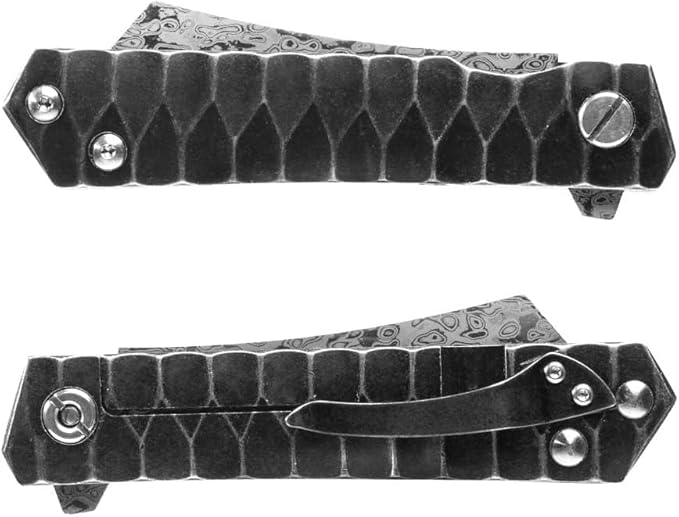 Damascus Folding Pocket Knife, Custom Tactical VG-10 Blade With Ball Bearing System for Outdoor, Camping, Hiking (Razor Model)