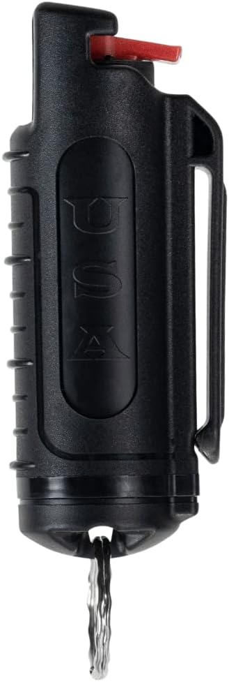 Police Magnum Keychain Pepper Spray Self Defense Belt Clip Holder - 1 Pack Tactical Maximum Strength OC with Dye - Small Case Safety Key Chain for Women & Men - Made in The USA