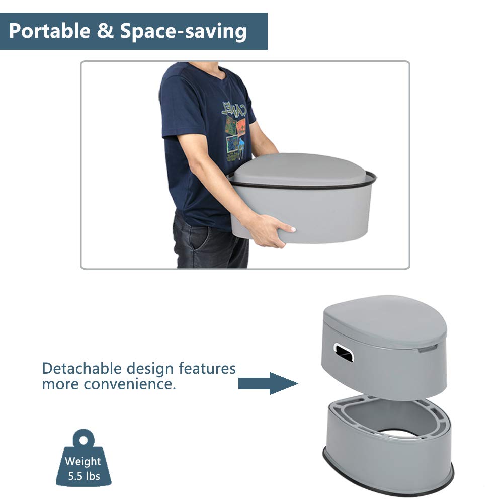 VINGLI Portable Toilet | Indoor Outdoor Commode w/Detachable Inner Bucket & Removable Paper Holder