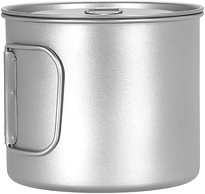 Titanium Pot 900ml & 1100ml & 1600ml Lightweight Camping Cookware for Outdoor Hiking Backpacking Travel, Non-Toxic Druable Cooking Pot with Lid & Folding Handle