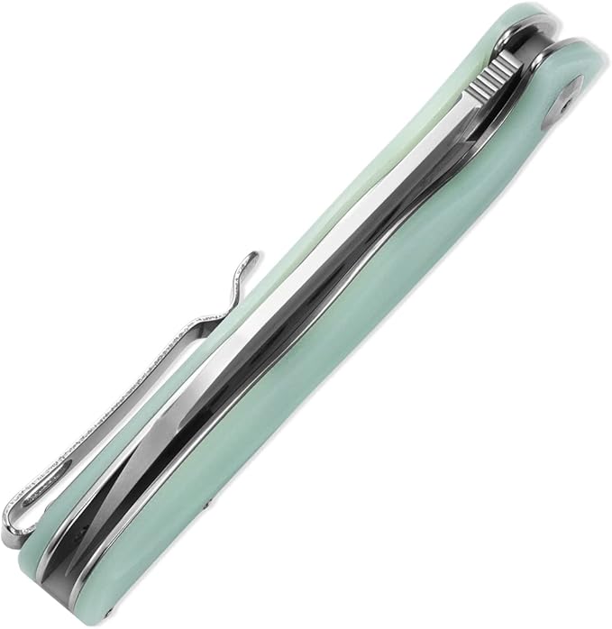 Sitivien ST103 Folding Knife, D2 Steel Blade+G10 Handle Pocket Knife, EDC Tool Knife for Outdoor, Camping, Hunting, Survival (Jade)