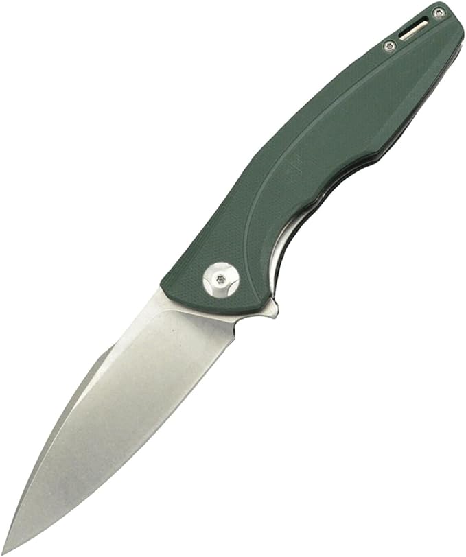 Pocket EDC Knife V903, 3.2" D2 Steel Blade Black G10 Handle Folding Knife with Pocket Clip for Men Women Camping Survival Hiking Outdoors (Green)