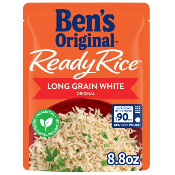 BEN'S ORIGINAL Ready Rice Original Long Grain White Rice, Easy Dinner Side, 8.8 oz Pouch (Pack of 12)