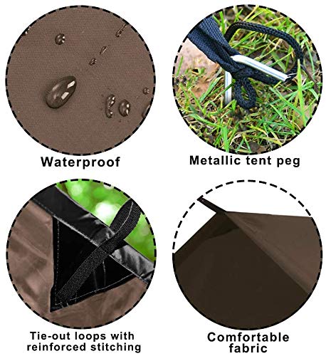 KALINCO Waterproof Camping Tarp Tent Hammock Rain Fly, 10X10FT/10X15FT, Mutifunctional Tent