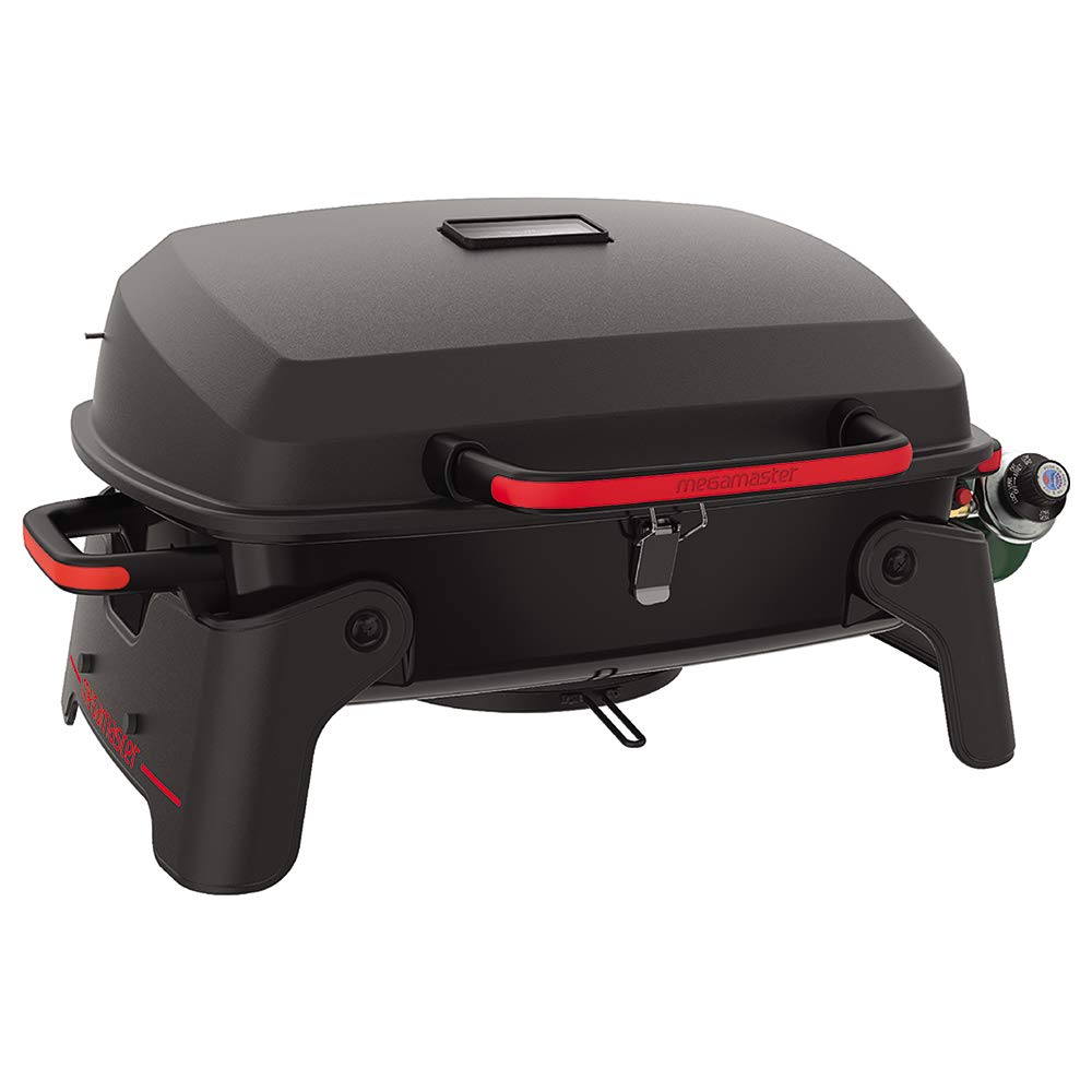Megamaster Tabletop 1 Burner Gas Grill, Foldable Legs with Warming Rack