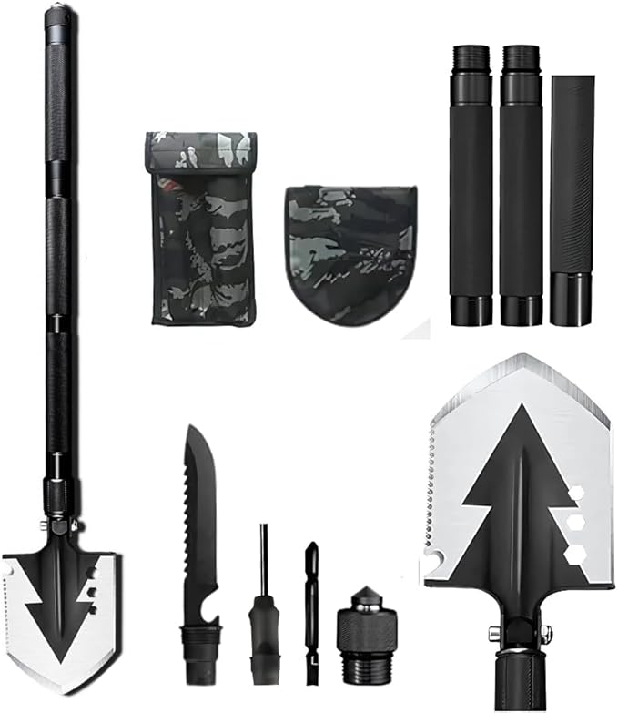 Folding Camping Shovel - Portable Survival Military Tool with Multi-Function Gear for Emergency & Adventure - Collapsible Shovel for Outdoor Camping & Hiking