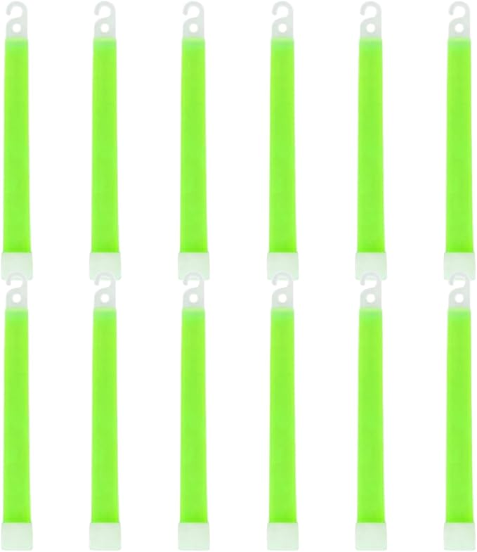 Industrial Grade Glow Sticks, 12Pcs Bright Emergency Light Sticks, 6" Temperature Resistant Glow with Hanging Hook 12 Hour+ for Camping, Bar, Concert, Party(Light Green)