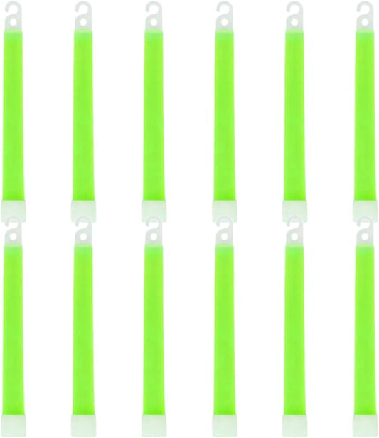 Industrial Grade Glow Sticks, 12Pcs Bright Emergency Light Sticks, 6" Temperature Resistant Glow with Hanging Hook 12 Hour+ for Camping, Bar, Concert, Party(Light Green)