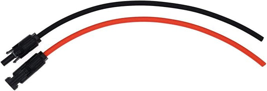 1 Pair Black + Red 10AWG(6mm²) Solar Panel Extension Cable Wire Connector Solar Adaptor Cable with Female and Male Connectors (1 FT)
