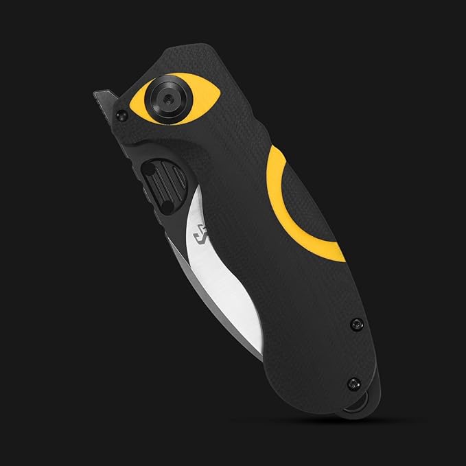 Sitivien ST162 Folding Knife,AUS-10 Steel Blade with G10 Handle Pocket Knife EDC Tool Knife for Outdoor Camping,Hiking,Hunting,Fishing(Yellow)