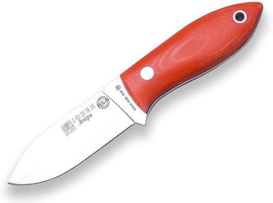 Joker Survival Knife BS9 Avispa CN117, Orange Micarta Canvas Handle, 3.15 inches Blade of Sandvik 14C28N and Kydex Sheath, Tool for Fishing, Hunting, Camping and Hiking