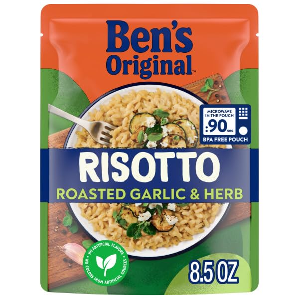 BEN'S ORIGINAL Risotto Roasted Garlic & Herb Flavored Rice, Easy Dinner Side, 8.5 oz Pouch (Pack of 12)