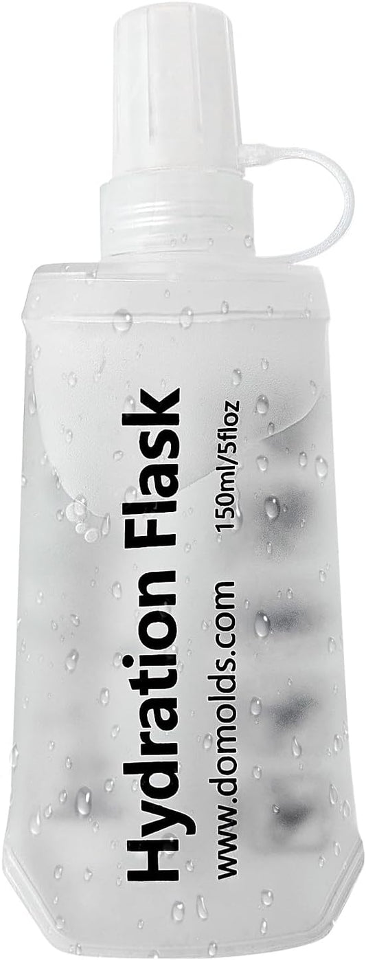 150ml Soft Flask Folding TPU Hydration Flask Running Water Bottle(5.29 oz), Water Pouch for Running Vest, Hiking, Cycling (White 150ml)