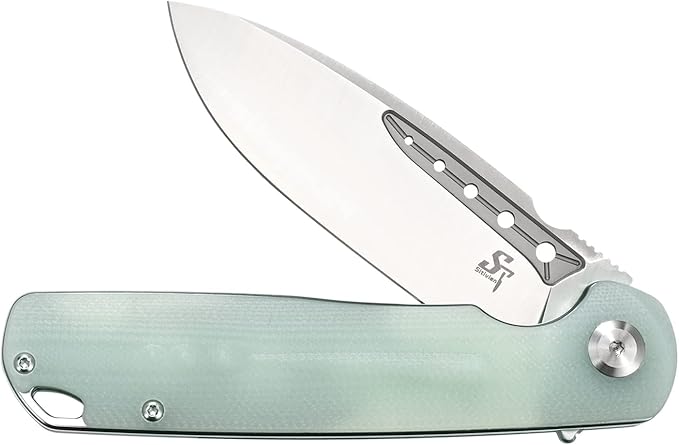 Sitivien ST131 Folding Knife,D2 Blade G10 Handle EDC Tool Knife with Liner Lock for Outdoor Camping Hiking Fishing(Jade)