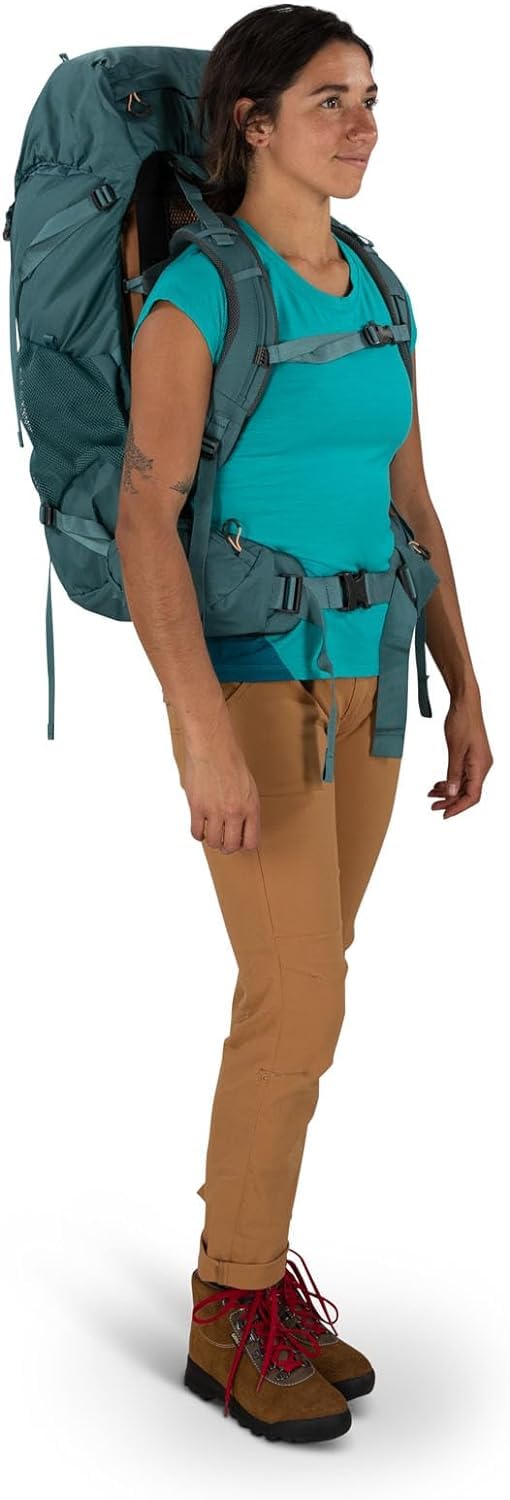 Osprey Renn 50L Women's Backpacking Backpack, Cascade Blue/Melon Orange