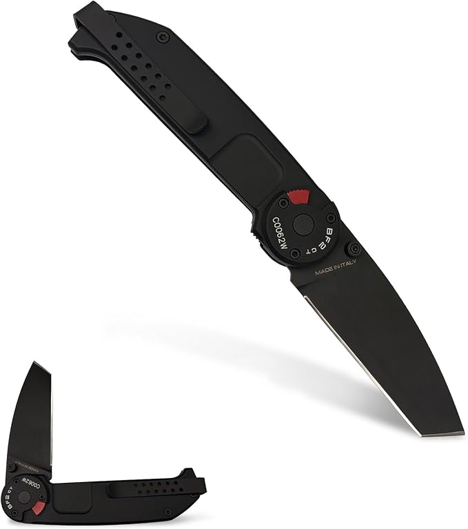 Extrema Ratio - BF2 CT (BLACK), Folding Knife, Böhler N690 steel blade hardened to 58 HRC, burnished finish, smooth anticorodal aluminum handle, dual guards, reversible clip, compact and durable