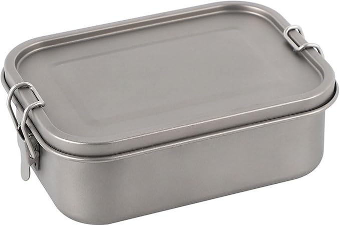800ml Titanium Lunch Box with Leak-Proof Lid Camping Cookware Lightweight Outdoor Cooking Pan for Backpacking Hiking Picnic & Travel RT038T (without handle)