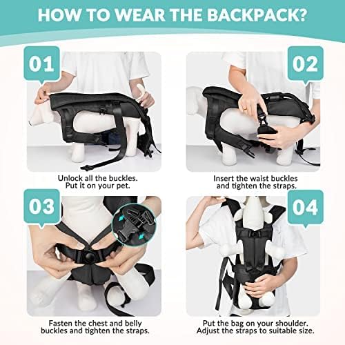 Lukovee Dog Backpack Carrier, Legs Out Easy-fit Dog Front Carrier for Small Medium Dogs, Adjustable Hands Free Dog Chest Carrier for Hiking Cycling (B,Small)