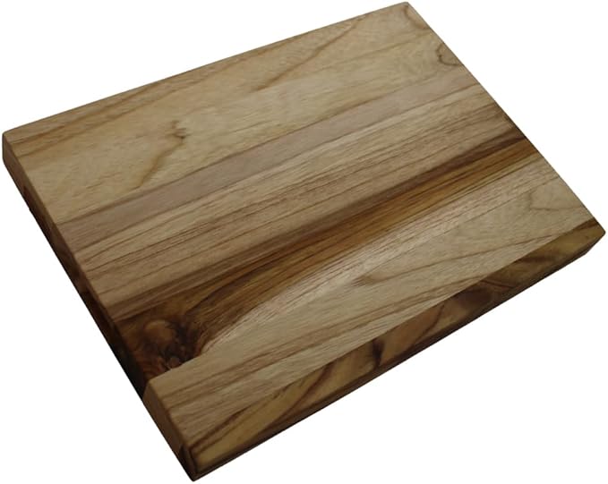 EcoDecors, Teak Cutting Board 14"x10", Reversible Teak Wood Edge Grain Carving Board with Juice Groove, FSC Certified Compact Wooden Cutting Board for Kitchen, Meal Prep & Serving
