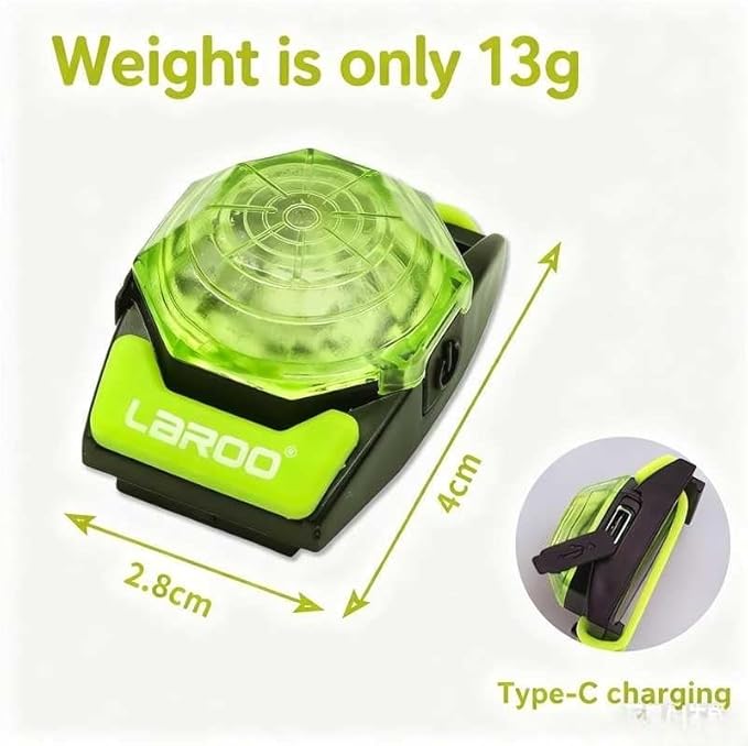 LaRoo Dog Lights for Night Walking,USB-C Rechargeable Dog Lights，Only 13g for Small Dogs, 3 Modes Waterproof LED Collar Charm for Nighttime Running,Pet Camping Essentials (Green)