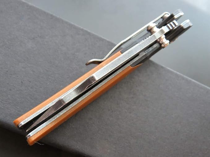 Eafengrow EF69 Pocket EDC Knife with Clip,Flipper Folding Knife for Camping Survival and Outdoor Activities Liner Lock. (EF69-brown)