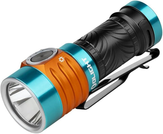 OLIGHT BatonTurbo EDC Rechargeable Flashlight, 1000 Lumens Compact LED Flash Light and 510 Meters Long Throw Powerful Pocket Light, with Two-Way Clip and Landyard for Camping, Hiking (Roadster)