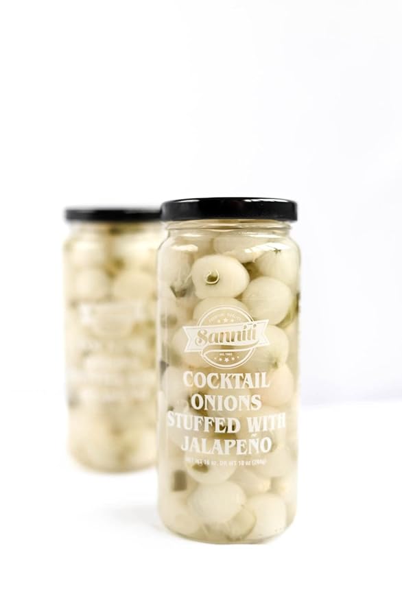 Sanniti Cocktail Onions Stuffed with Jalapenos, 16 oz (Pack of 2)
