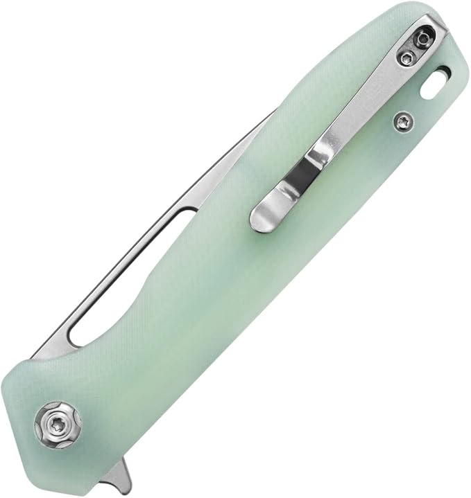 Sitivien ST801 Folding Knife,8Cr18Mov Steel Blade with G10 Handle Pocket Knife EDC Tool Knife for Outdoor Survival, Camping, Hiking,Hunting(Jade) …