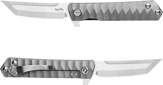 BGT 3.4 Inches Tanto Tactical Folding Knife TC4 Titanium Handle
