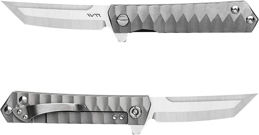 BGT 3.4 Inches Tanto Tactical Folding Knife TC4 Titanium Handle