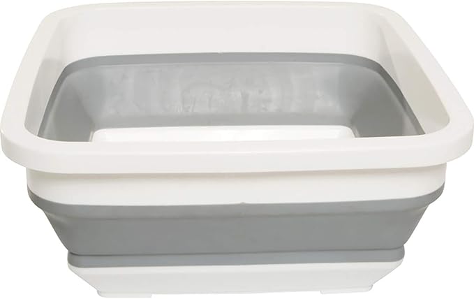 Ahyuan Collapsible Dish Pan Chopping Board Combo 10L Portable Washing Basin Dish Pan Foldable Dish Tub Over The Sink Dishpan Camper Accessories for Travel Trailers (with Square)