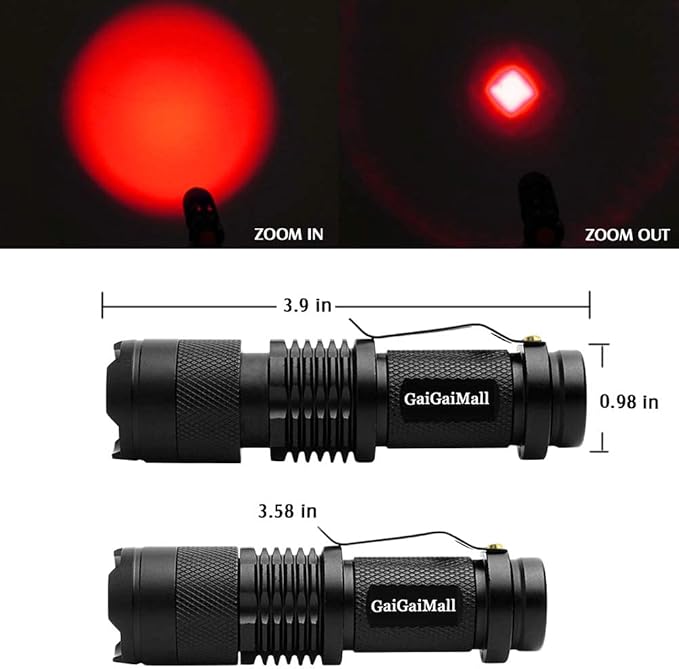 High Power 3 Mode LED Red Light Flashlight for Night Astronomy Observation, 3 Pack