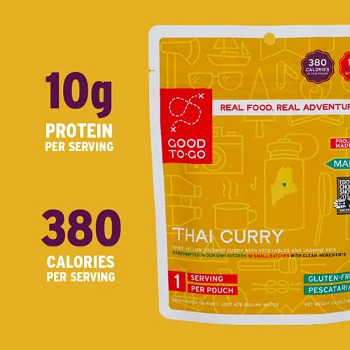 GOOD TO-GO Thai Curry | Camping & Backpacking Food | Just Add Water Backpacking Meals | Good To-Go Dehydrated Meals Taste Better Than Freeze Dried Food