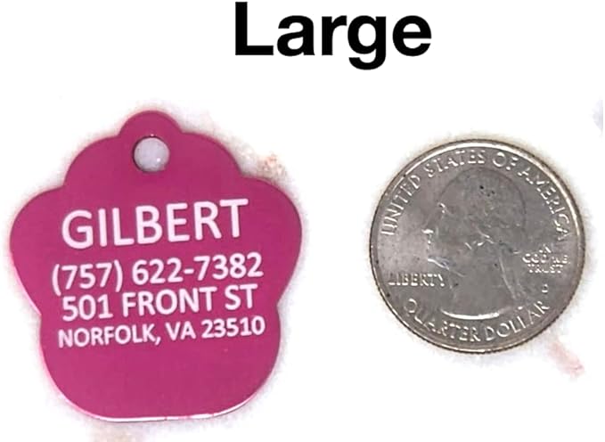Dr. Fremont's Custom Pet Tag | Large, Paw | Many Colors & Shapes | Strong Anodized Aluminum | Made in USA