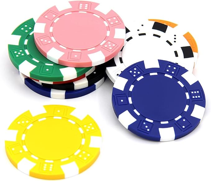 100 Custom Dice Striped Poker Chips, Print Your Text, Logo or Design, Casino Sized Chips for Texas Hold'em, Blackjack, Tournaments, Card Clubs