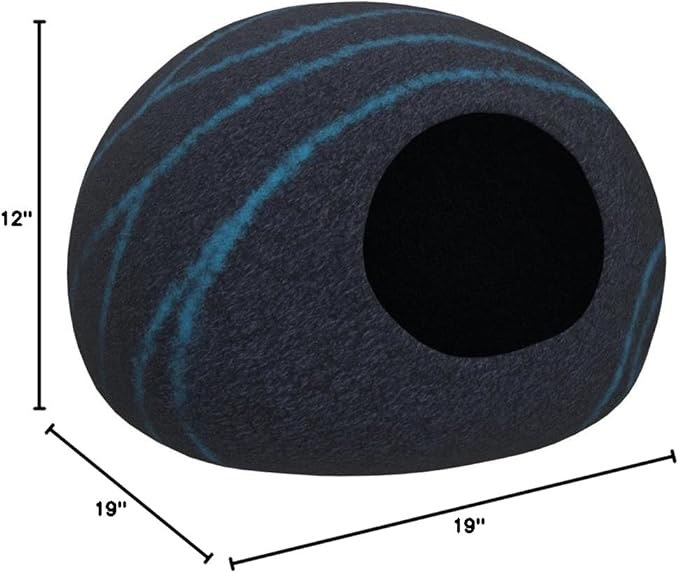 MEOWFIA Cat Cave ??Premium Felt Cat Bed for Indoor Cats, Handmade 100% Merino Wool (Large, Black Aqua)