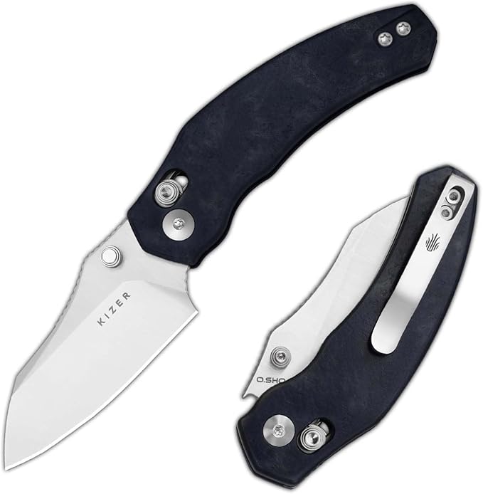 Kizer Mini Bulldog Pocket Knife, 2.5??Nitro V Sheepsfoot Blade Folding Knife, Richlite Handle Clutch Lock Small EDC Knife for Men Women Gift, Fishing Hiking Camping Hunting Knives V3672SA3