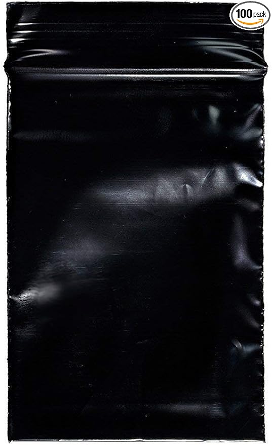 uGems 2" x 3" Black Resealable Zip Lock Bags – 100 Pack 2 Mil Plastic Storage Bags for Crafts, Jewelry, Office Supplies, Beads, and Small Items – sku: r23bk-100