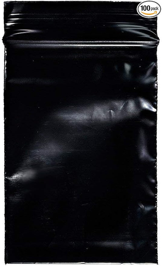 uGems 2" x 3" Black Resealable Zip Lock Bags – 100 Pack 2 Mil Plastic Storage Bags for Crafts, Jewelry, Office Supplies, Beads, and Small Items – sku: r23bk-100