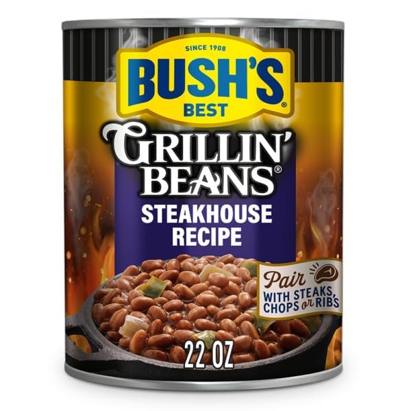 Bush's Best Grillin' Beans Variety Pack, 4 Flavors, 1 of Each Flavor (Smokehouse Tradition 22oz, Southern Pit Barbecue 22oz, Steakhouse Recipe 22oz, Bourbon & Brown Sugar 22oz)