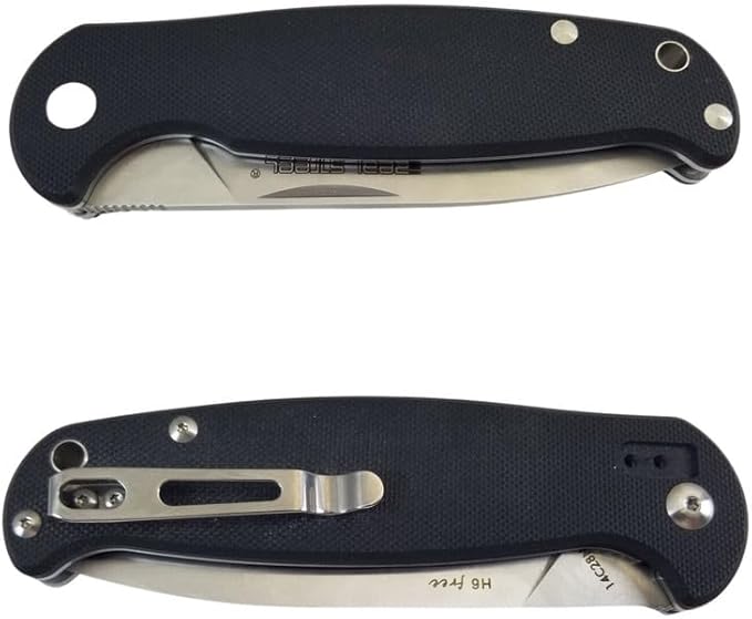 REALSTEEL H6 Blue Sheep Folding Pocket Knife,Nail Nick, 3.74" 14C28N Satin Blade, Thumb Stud, G10 Handle, 5oz, Tip-up Pocket Clip, EDC, Gifts, Camping Hiking Hunting(Sheepfoot Point Ambidextrous)