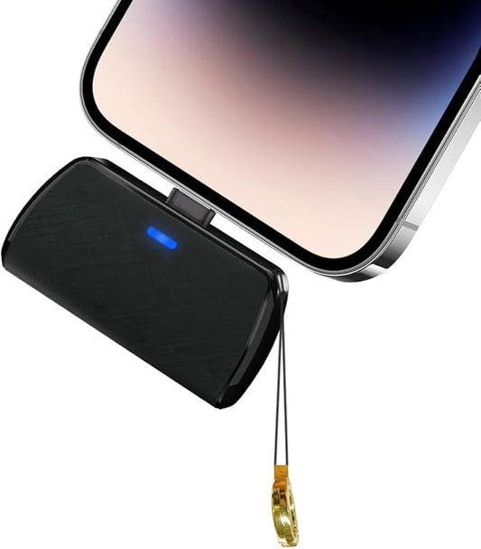 WAVYPO Keychain Portable Charger 2500mAh, Cell Phone Portable Power Bank Pack Mini Power Emergency Pod Fast Charging Compatible for iPhone 14/14 Pro Max/13/13 Pro Max/12/12 Pro Max/11/XR/X/8 (Black)